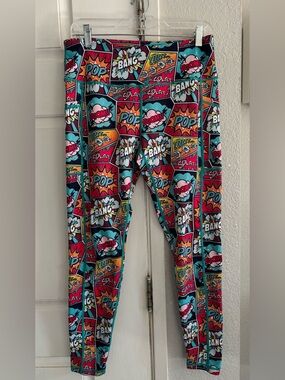 Womens Constantly Varied Gear Bright Comic Print Leggings size Large New